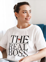 Women's White T-Shirt - The Real Boss