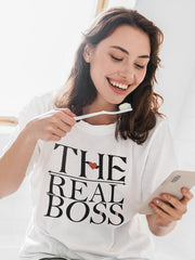 Women's White T-Shirt - The Real Boss