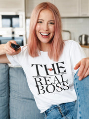 Women's White T-Shirt - The Real Boss