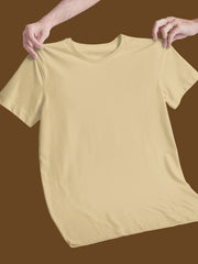 Men's Beige Color Regular Fit Plain T-Shirt