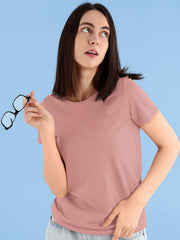 Women's Flamingo Color Regular Fit Plain T-Shirt