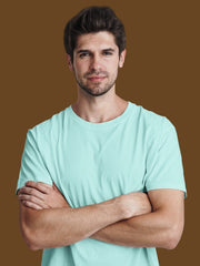 Men's Mint Color Regular Fit Plain T-Shirt