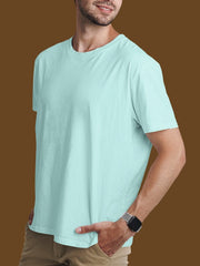 Men's Mint Color Regular Fit Plain T-Shirt