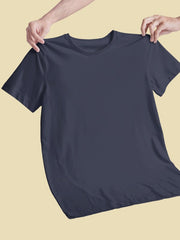 Women's Navy Blue Regular Fit Plain T-Shirt