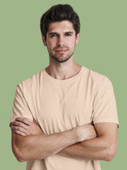 Men's Peach Color Regular Fit Plain T-Shirt