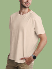 Men's Peach Color Regular Fit Plain T-Shirt