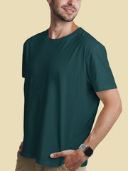 Men's Petrol Blue Color Plain T-Shirt