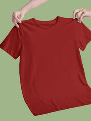 Men's Red Regular Fit Plain T-Shirt