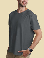 Men's Steel Grey Plain T-Shirt