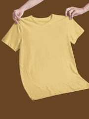 Men's Yellow Regular Fit Plain T-Shirt