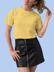 Women's Yellow Regular Fit Plain T-Shirt