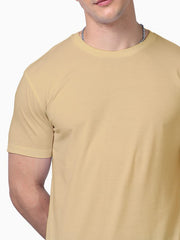 Men's Beige Color Supima Cotton Plain T-shirt