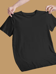 Women's Black Regular Fit Plain T-Shirt