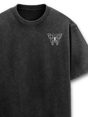 Oversized Black T-shirt - Geometric Butterfly