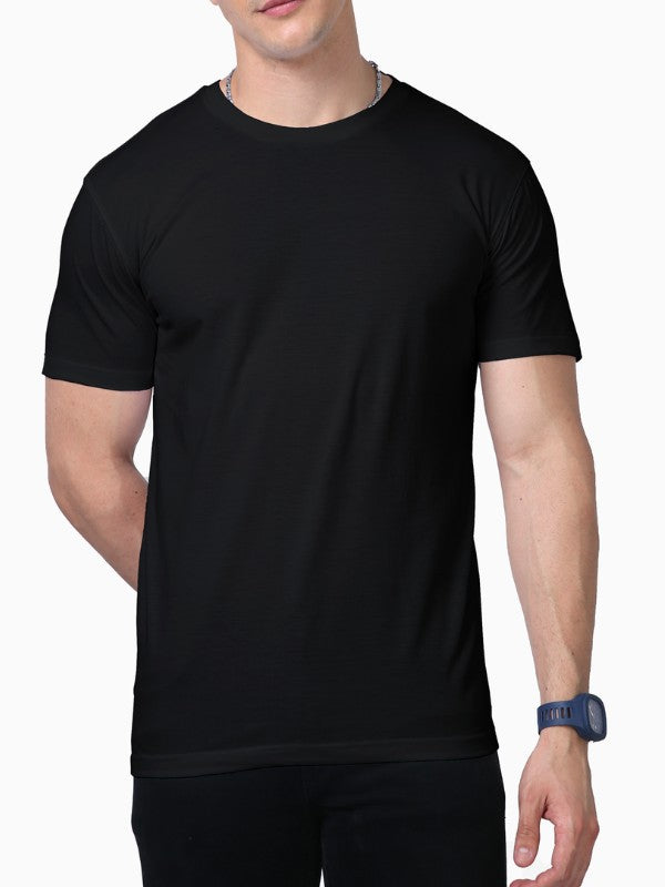 Men's Black Supima Cotton Plain T-shirt