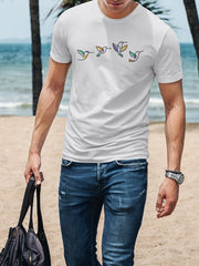 Men's White T-Shirt - Flying Birds