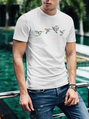 Men's White T-Shirt - Flying Birds