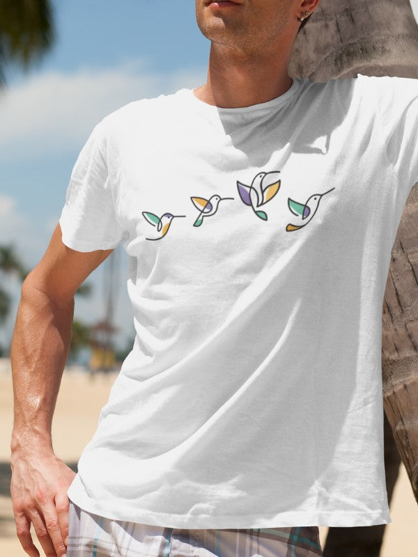 Men's White T-Shirt - Flying Birds