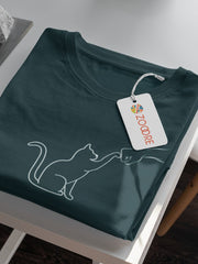 Men's Petrol Blue Friendly Cat T-Shirt