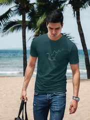 Men's Petrol Blue Friendly Cat T-Shirt