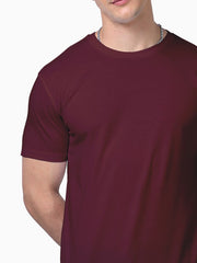 Men's Maroon Color Supima Cotton Plain T-shirt