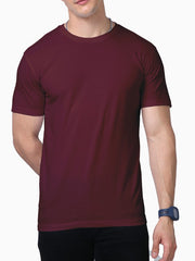 Men's Maroon Color Supima Cotton Plain T-shirt