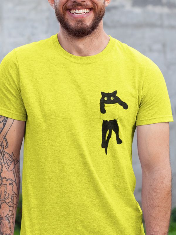 Men's T-Shirt - Cat On The pocket