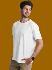 Men's White Color Plain Cotton T-Shirt