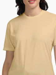 Women's Beige Color Supima Cotton Plain T-shirt