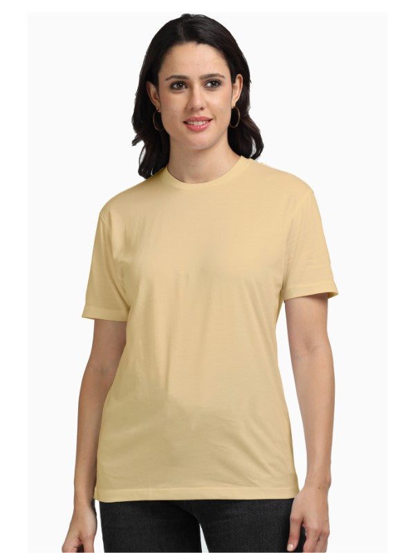 Women's Beige Color Supima Cotton Plain T-shirt