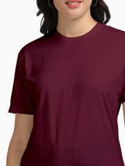 Women's Maroon Supima Cotton Plain T-shirt