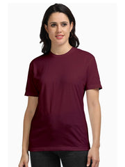 Women's Maroon Supima Cotton Plain T-shirt